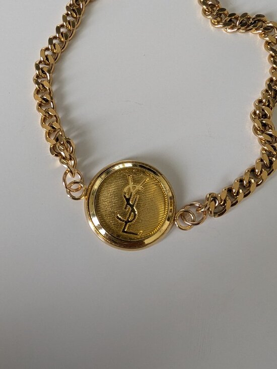 Yves Saint Laurent Jewelry - YSL Gold Button Chain Necklace